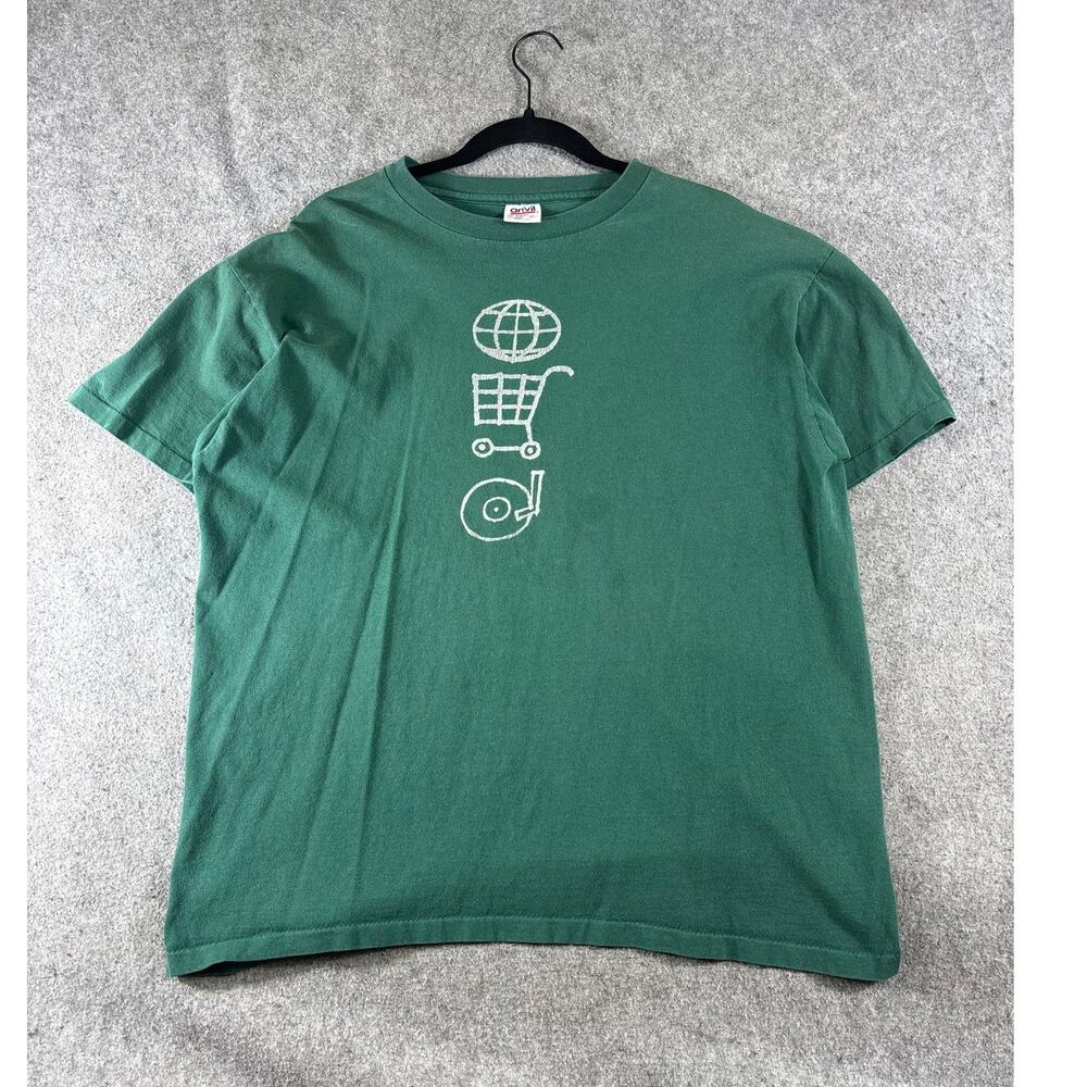 VINTAGE 90s U2 Pop Mart Tour Shirt Men XL Green Graphic Tee Preshrunk Streetwear